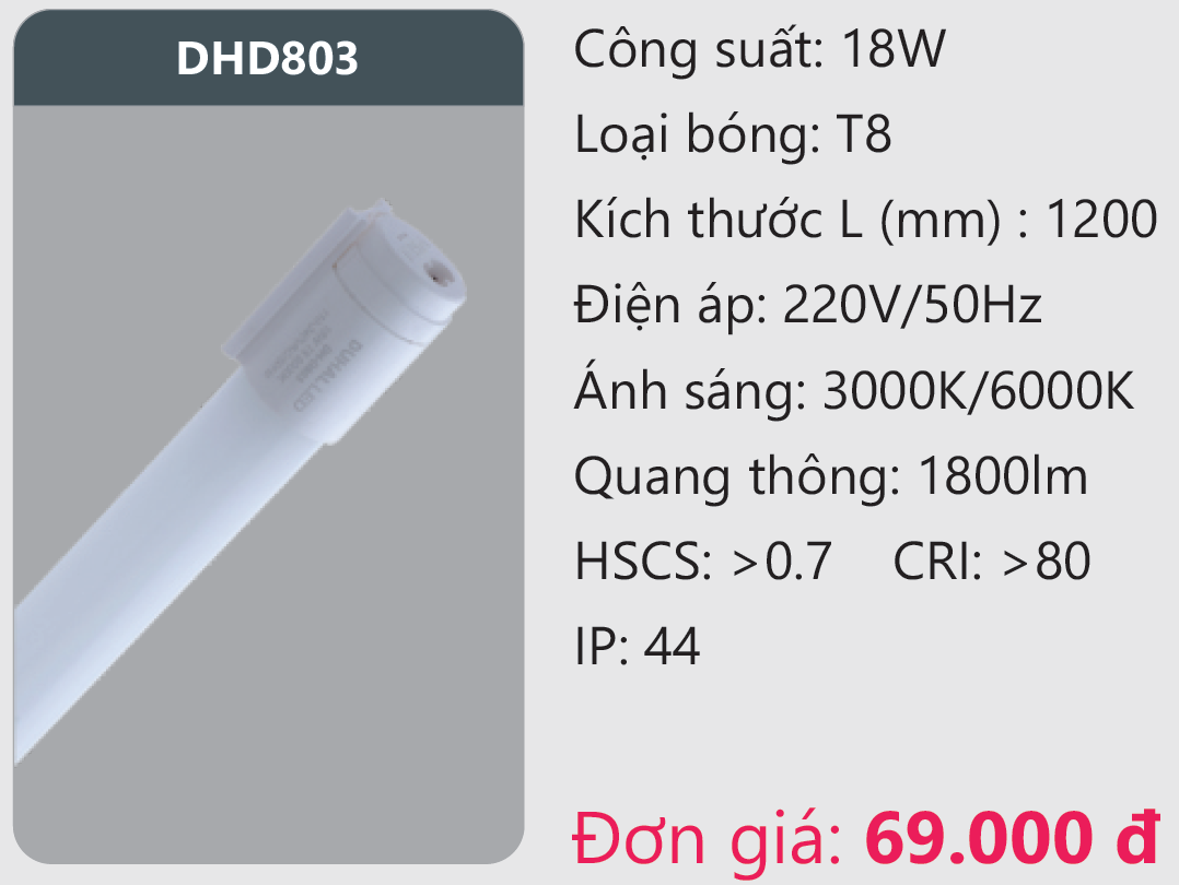 Đèn Led tuýp Duhal DHD803