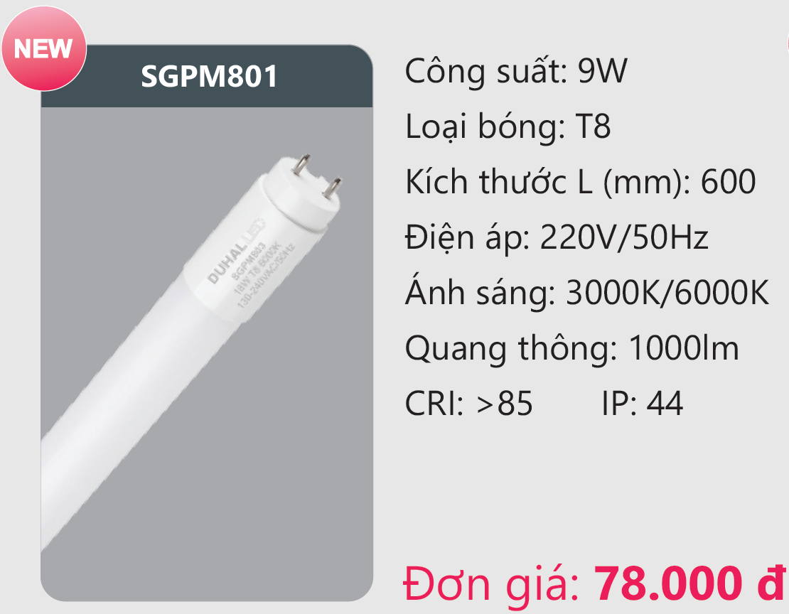 Đèn Led tuýp Duhal SGPM801