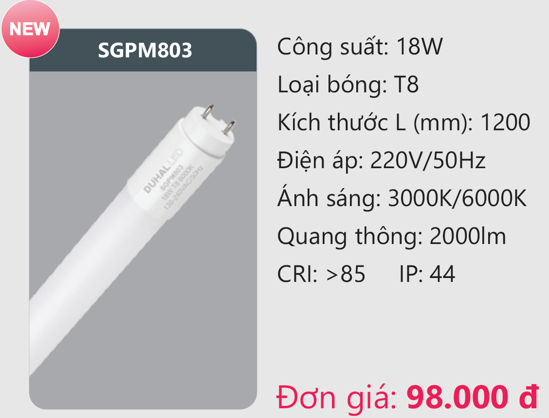 Đèn Led tuýp Duhal SGPM803