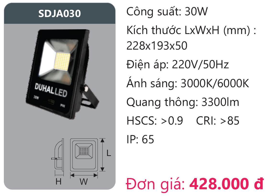 Đèn pha led Duhal 30W SDJA030