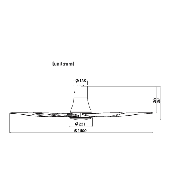 Quạt trần 5 cánh Panasonic F‑60XDN màu đen