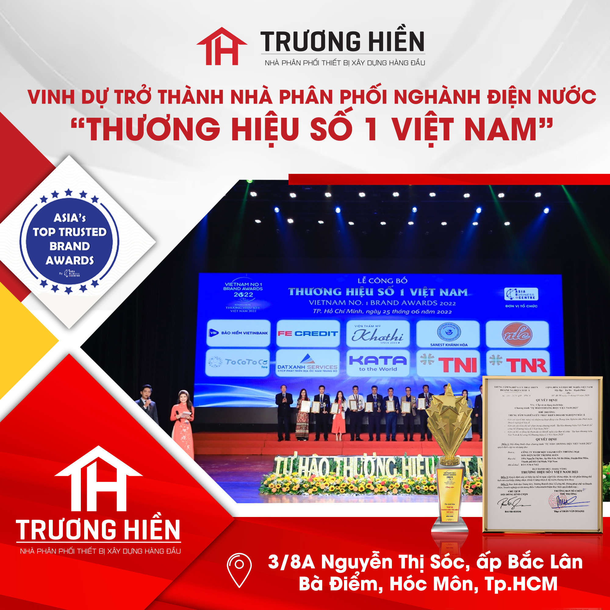 Trương Hiền | Vinh dự trở thành nhà phân phối nghành điện nước : “Thương hiệu số 1 việt nam”