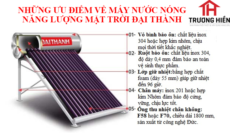 NHỮNG ƯU ĐIỂM VỀ MÁY NƯỚC NÓNG NĂNG LƯỢNG MẶT TRỜI ĐẠI THÀNH