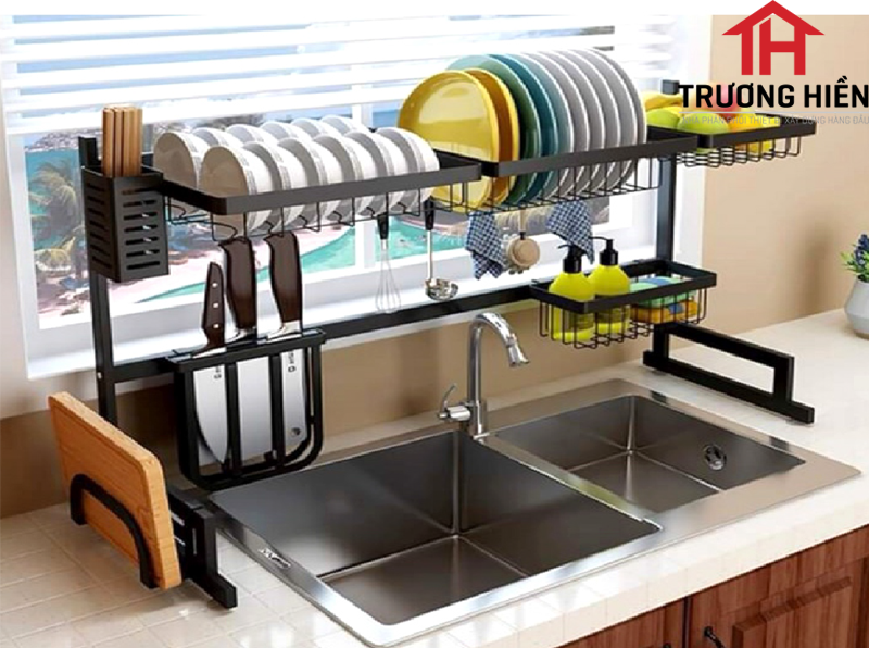 Kệ gác bồn rửa chén inox không gỉ giá rẻ- NPP Trương Hiền