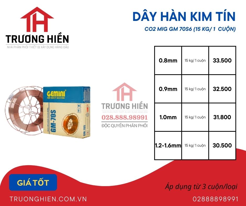 Nhà Phân Phối Dây Hàn CO2 MIG GM 70S-6 – Chất Lượng Ổn Định, Giao Hàng Nhanh, Giá Sỉ Tốt