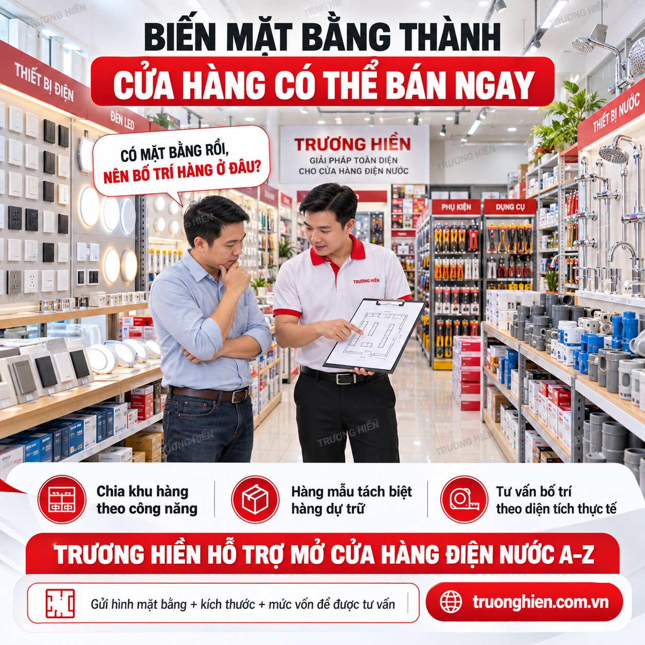 Biến Mặt Bằng Thành Cửa Hàng Điện Nước Có Thể Bán Ngay