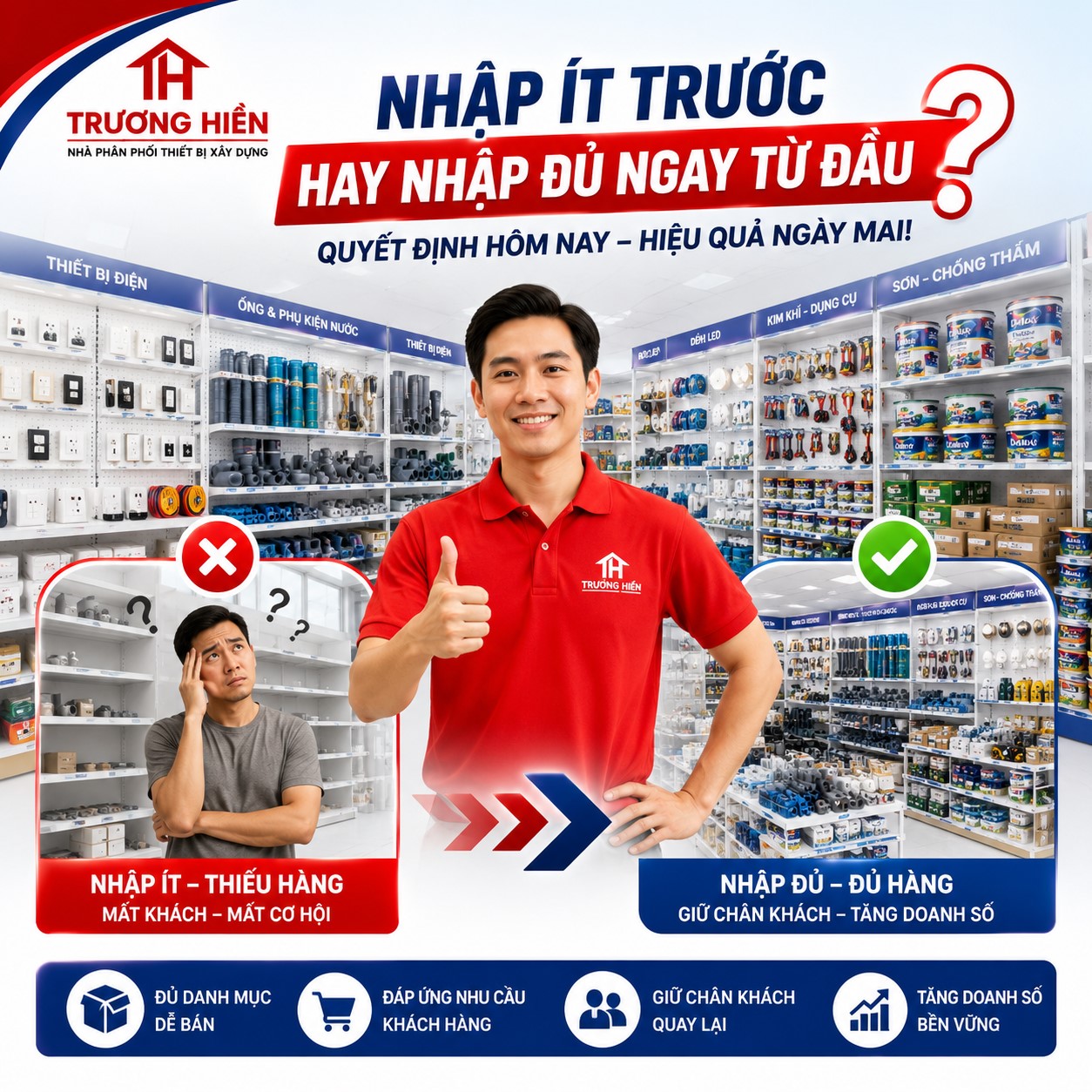 MỞ CỬA HÀNG ĐIỆN NƯỚC CÓ NÊN NHẬP ÍT HÀNG TRƯỚC RỒI BỔ SUNG SAU?