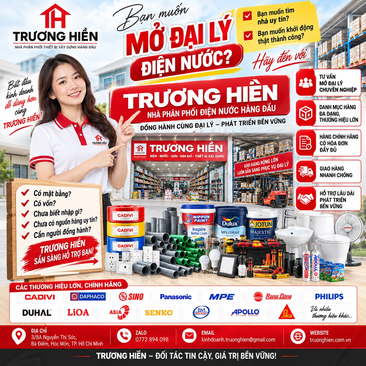 Mở cửa hàng điện nước kim khí: Khởi nghiệp dễ hơn khi có 1 nhà phân phối đủ nhóm hàng