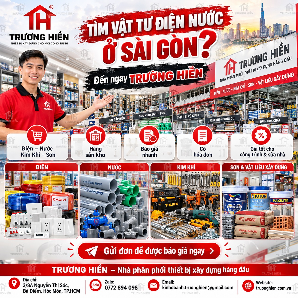 Tìm Vật Tư Điện Nước Ở Sài Gòn? Đến TRƯƠNG HIỀN – Đầy Đủ Điện, Nước, Kim Khí, Sơn Cho Mọi Công Trình