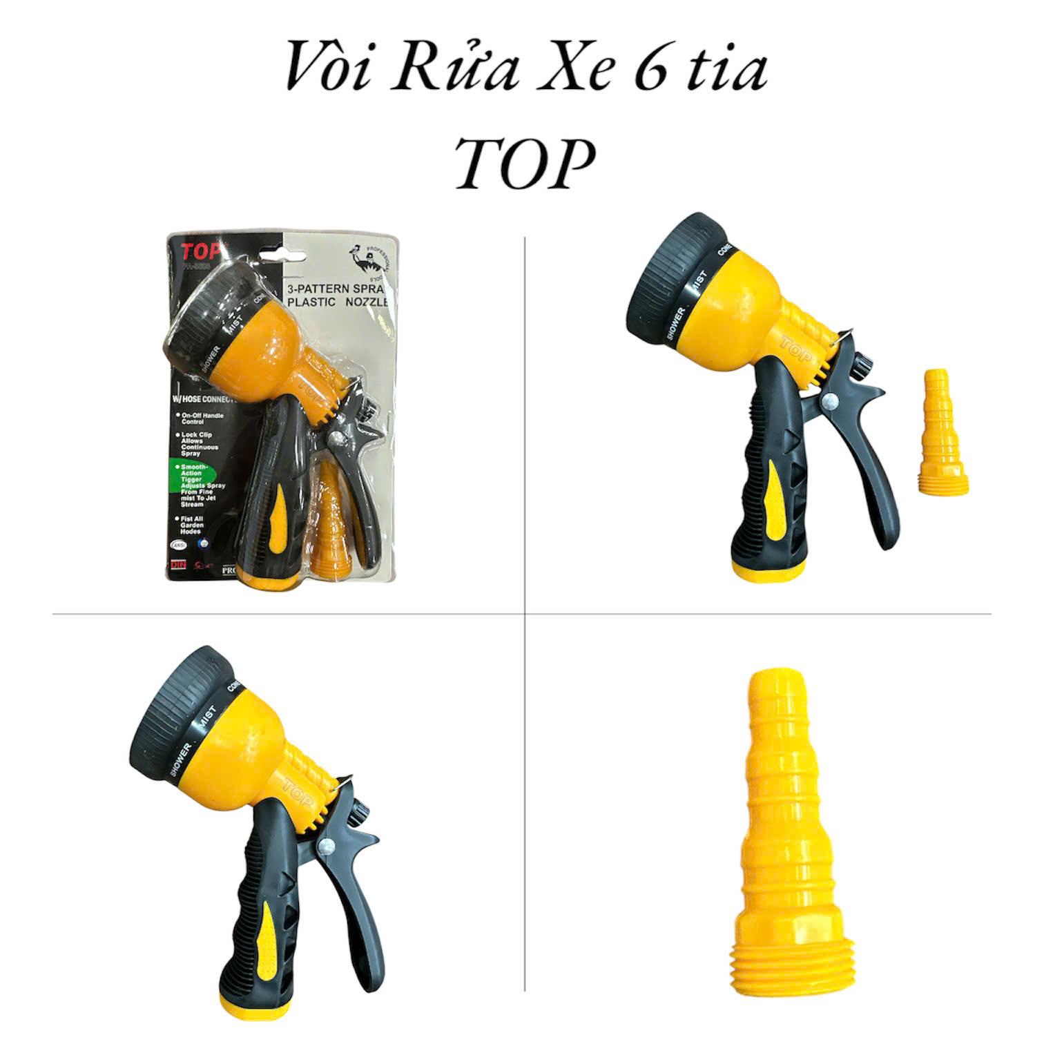 Phân Phối Vòi Xịt Rửa Xe Vàng Đuôi Nhựa Hàng Xịn, Giá Sỉ