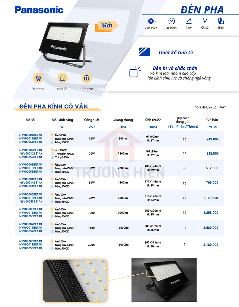 catalogue và báo giá đèn pha 2 của Panasonic