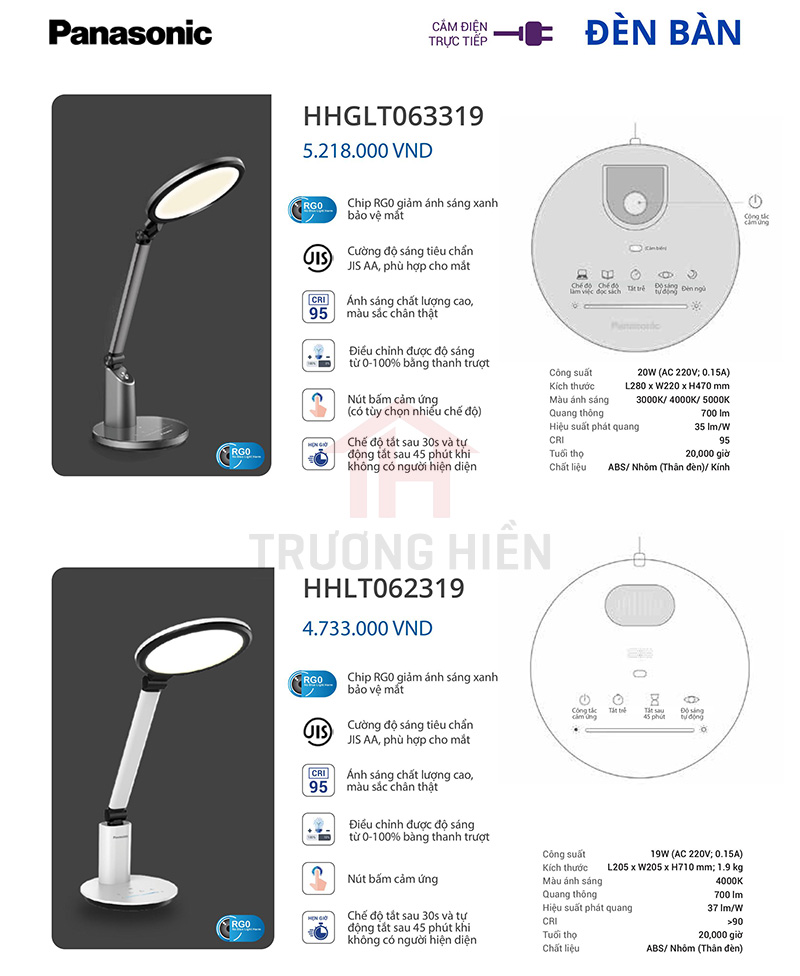 catalogue và báo giá đèn bàn của Panasonic 3
