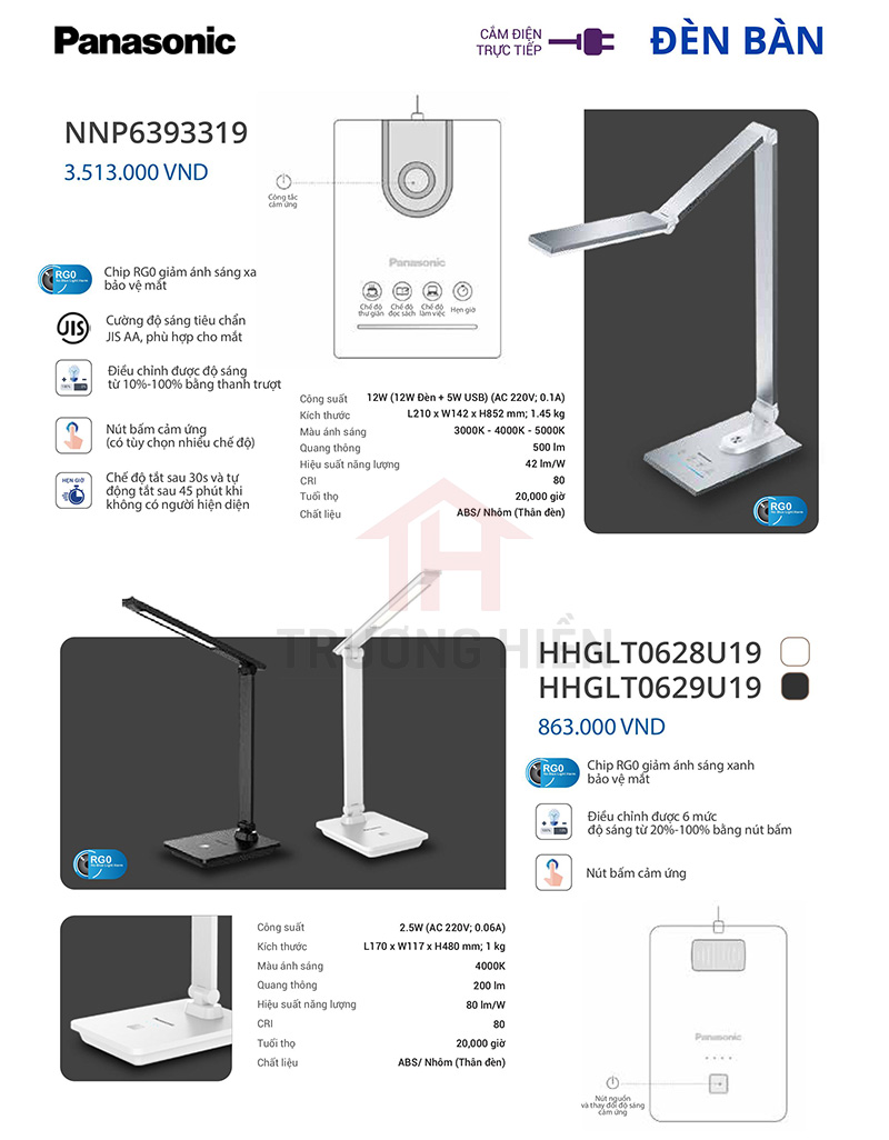 catalogue và báo giá đèn bàn của Panasonic 5