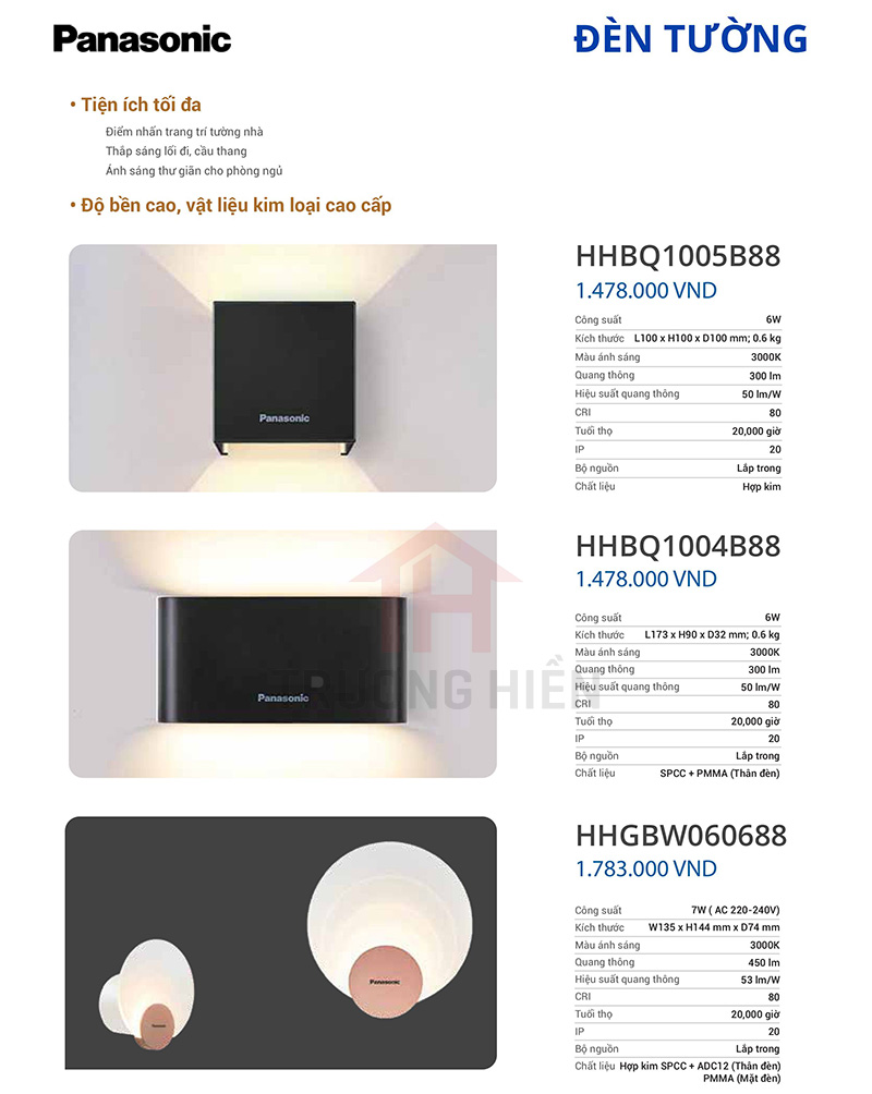 catalogue và báo giá đèn trường của Panasonic