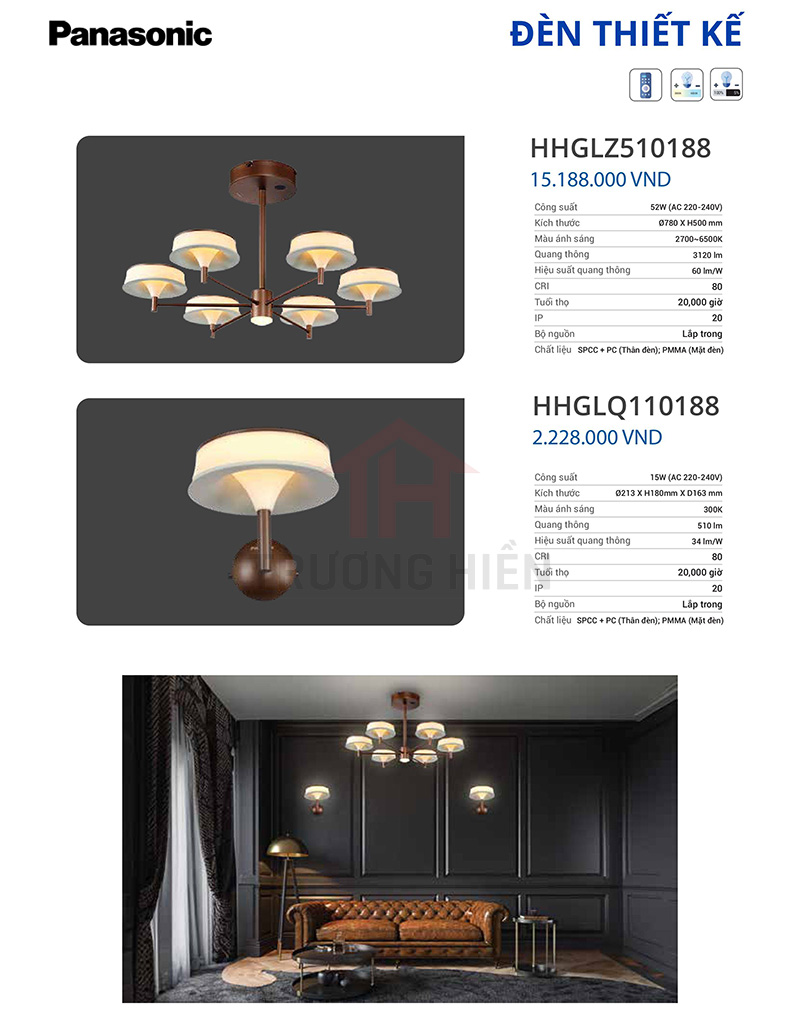 catalogue và báo giá đèn thiết kế của Panasonic
