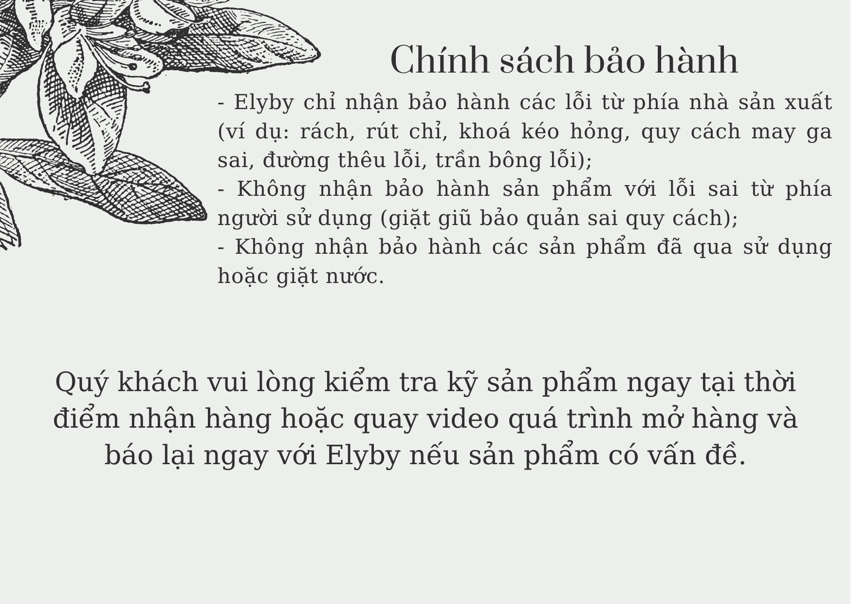 Chính sách bảo hành và đổi trả hàng.