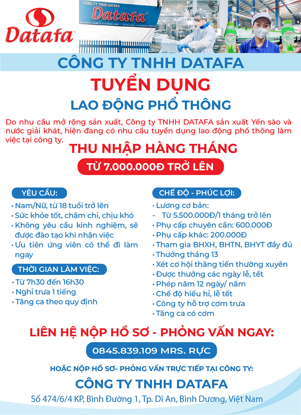 TUYỂN DỤNG LAO ĐỘNG PHỔ THÔNG THÁNG 6- 2025
