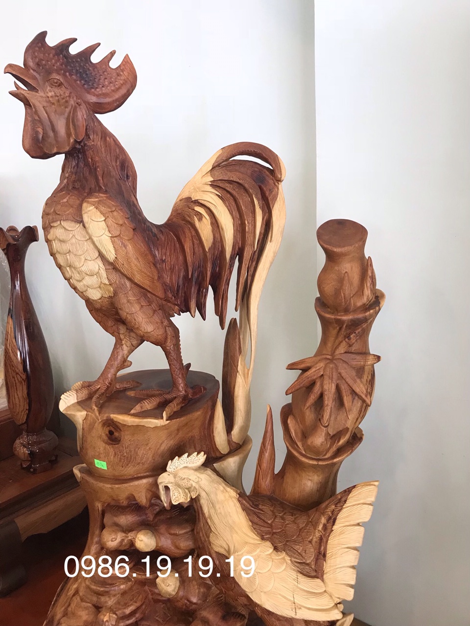 Đàn gà phong thủy gỗ hương Kích thước Cao 1m Rộng 56 Sâu 48 | Làng ...
