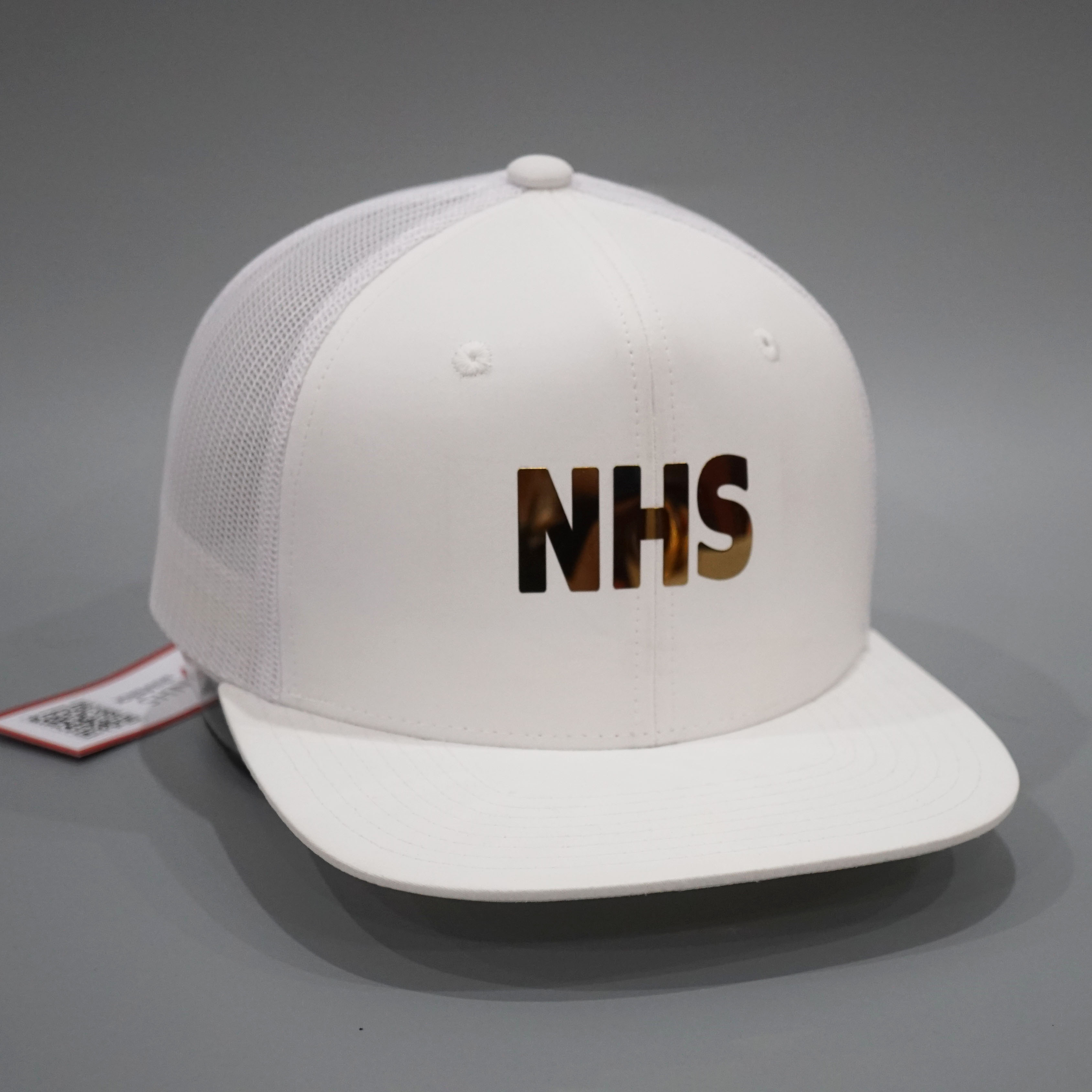 Nón Snapback NHS Full Trắng Lưới Bản Cao Cấp NHS Gold.