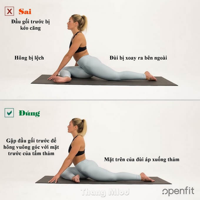 Đầu Gối Trước Bị Kéo Căng Trong Tư Thế Chim Bồ Câu