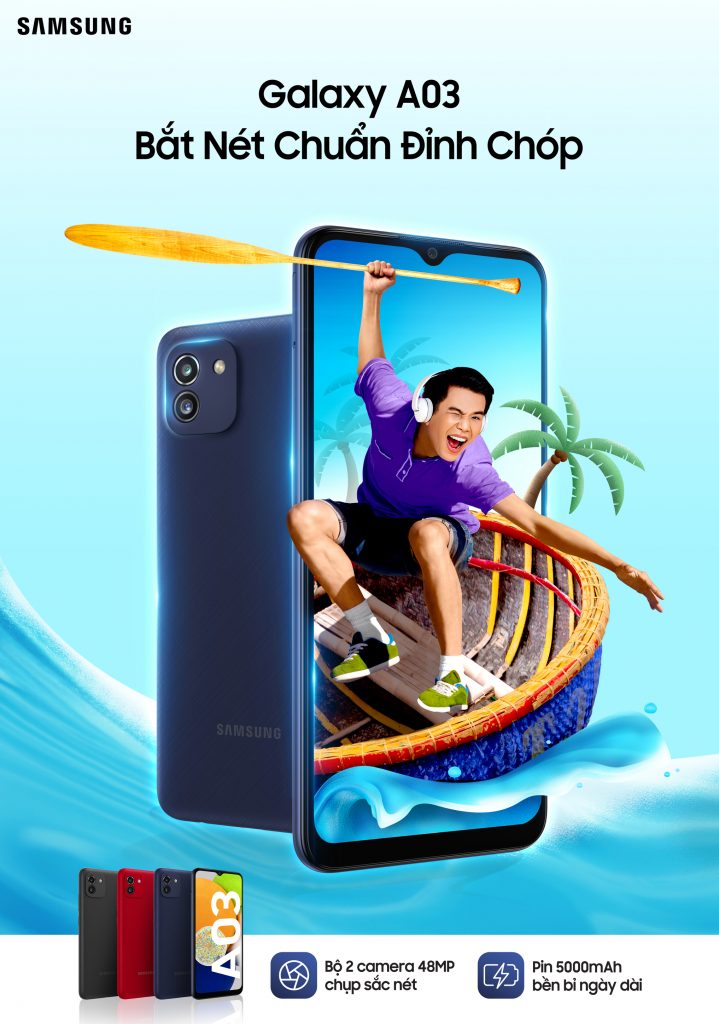 Samsung tung smartphone Galaxy A03 giá rẻ, camera chính 48