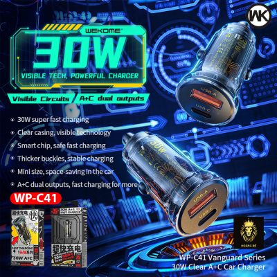 Củ sạc trên Ôtô Wk-C41 - 30W (1USB + PD)