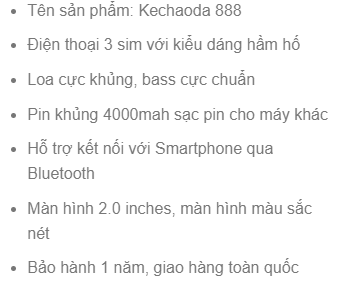 Điện thoại Kechaoda 888