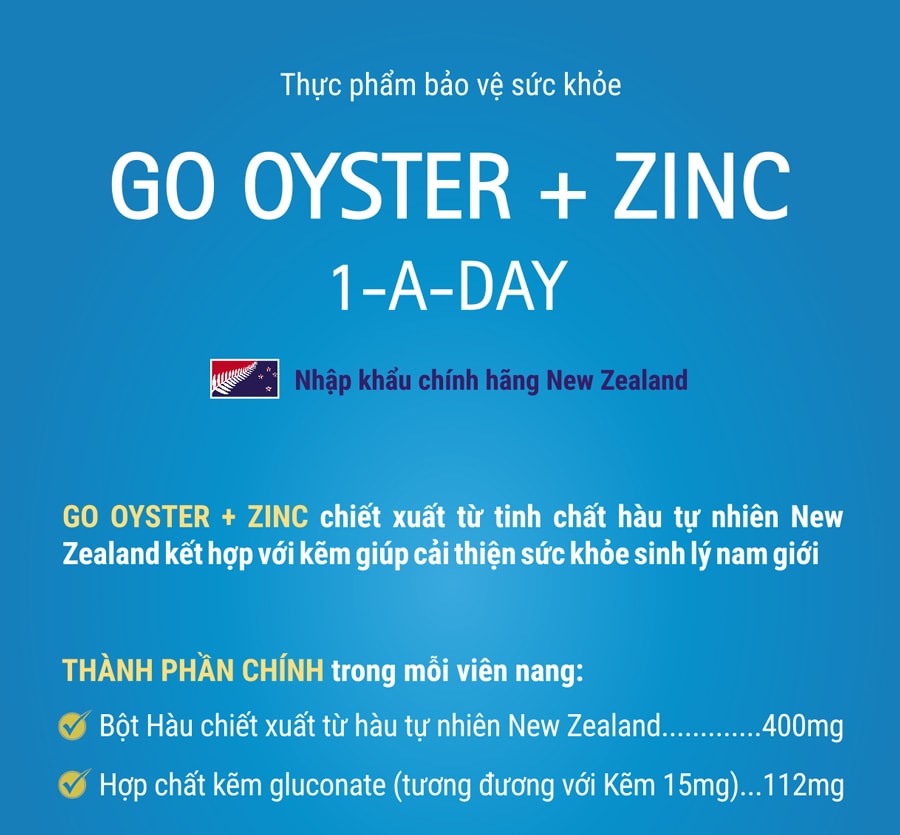 Tinh chất hàu New Zealand GO Oyster Plus Zinc 1 A Day