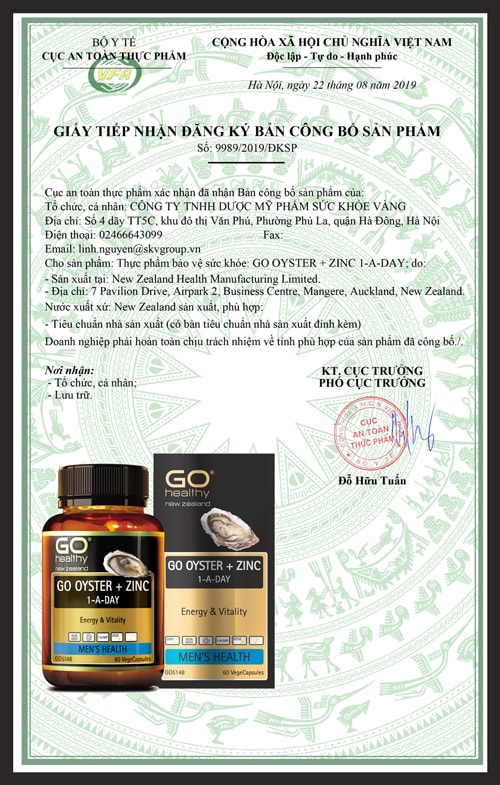 tinh chất hàu GO Oyster Plus Zinc của GO Healthy New Zealand