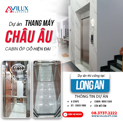 Dự án thang máy cabin ốp gỗ tại Long An