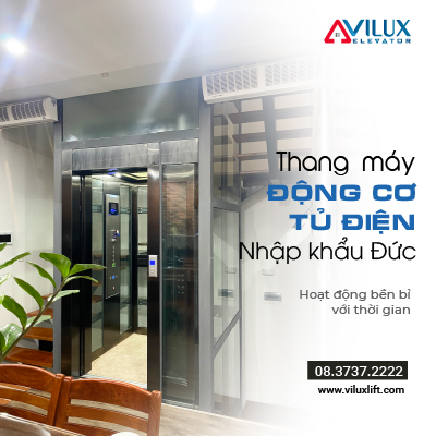 Thang máy khung kính - Động cơ, tủ điện nhập khẩu Đức