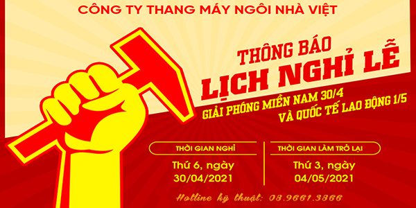 Thông báo lịch nghỉ 30/4 và 1/5 năm 2021