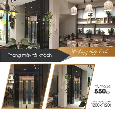 Thang máy khung thép kính
