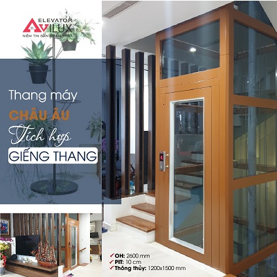 Thang máy gia đình khung thép kính nhập khẩu