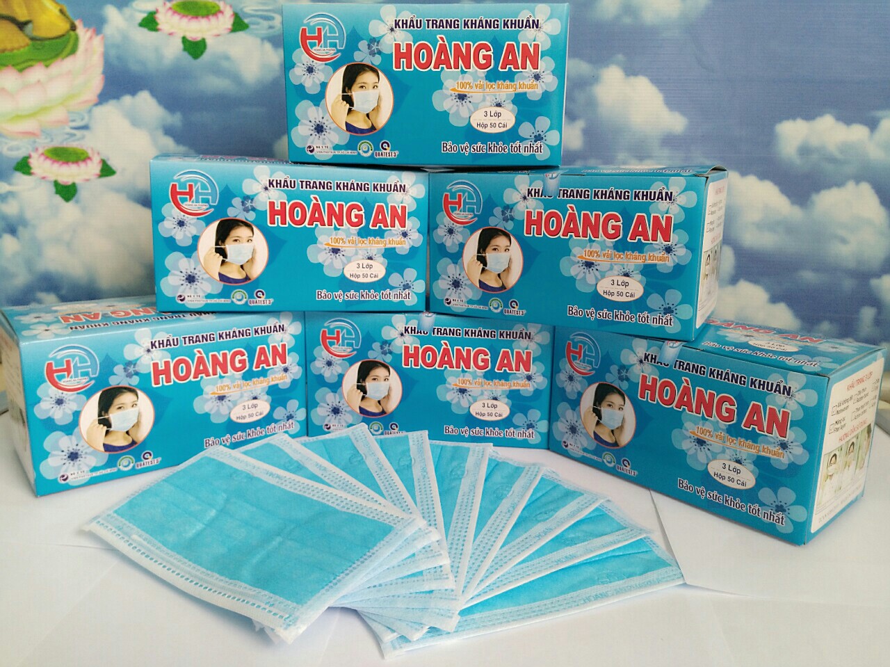 KHẨU TRANG XANH HOÀNG AN( 3 LỚP)