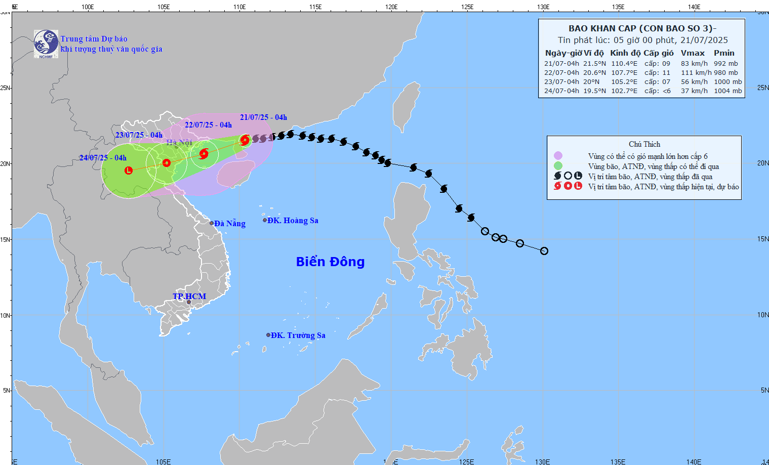 Tin mới nhất bão số 3 Wipha: Cách Quảng Ninh-Hải Phòng 233km, sắp vào vịnh Bắc Bộ
