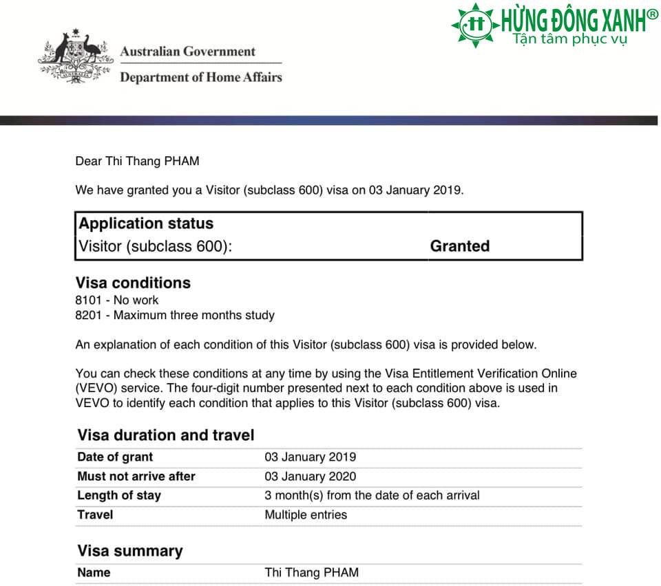 Dịch vụ làm visa đi Úc 2019