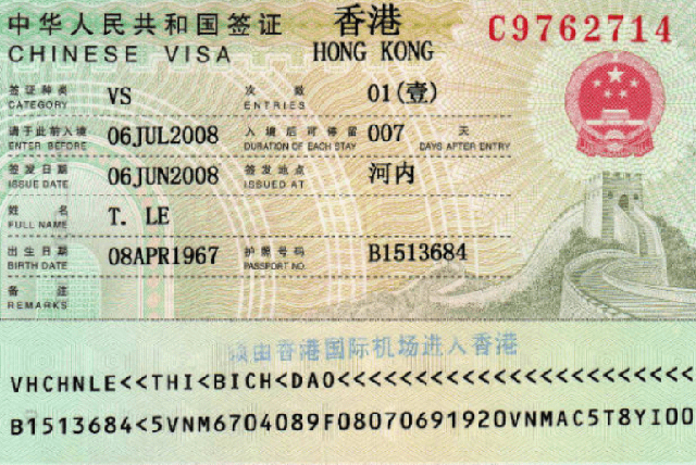 làm visa đi Hongkong 2019