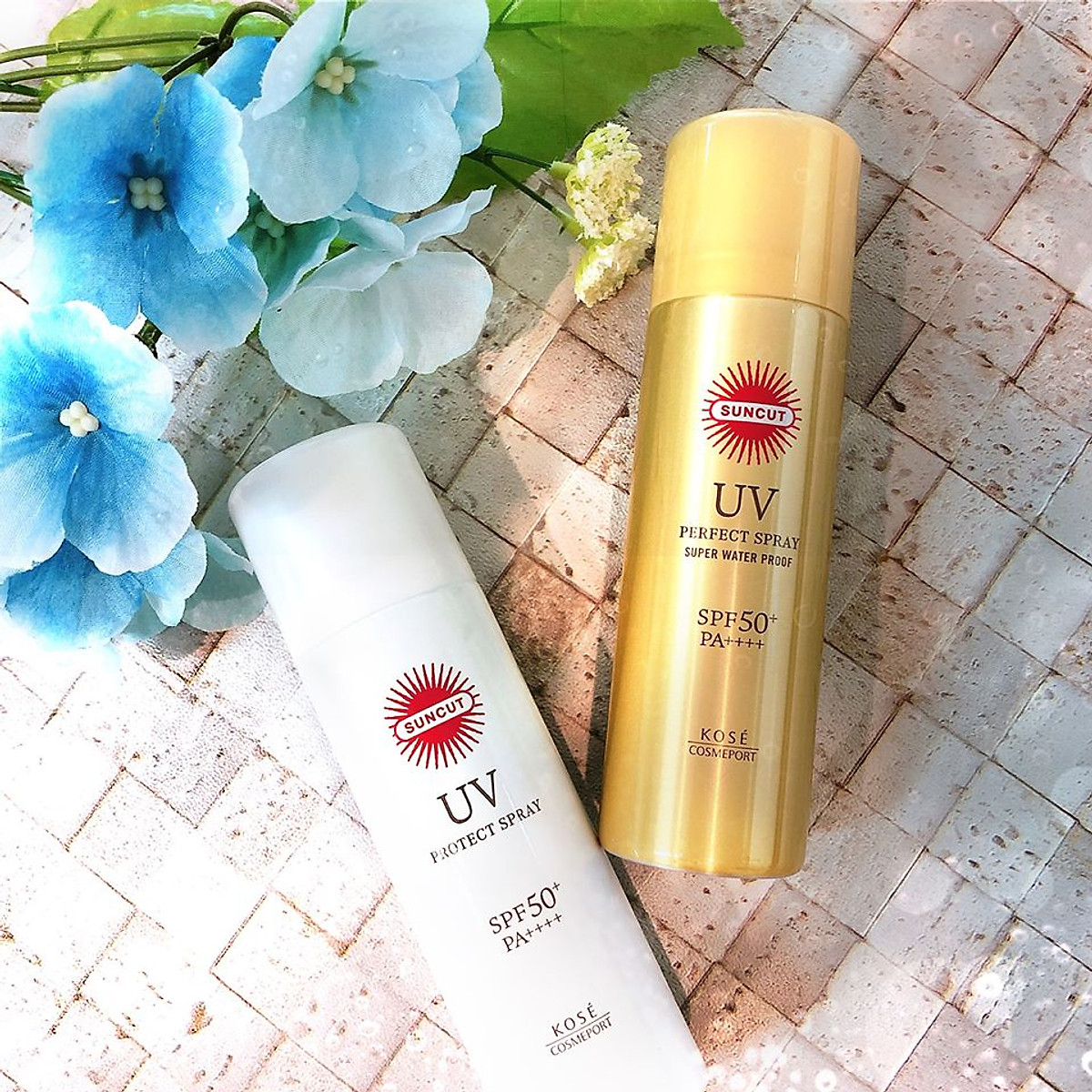 Xịt chống nắng Kose Suncut UV Perfect Spray Super Water Proof SPF50+ PA++++ (60g) - Nhật Bản