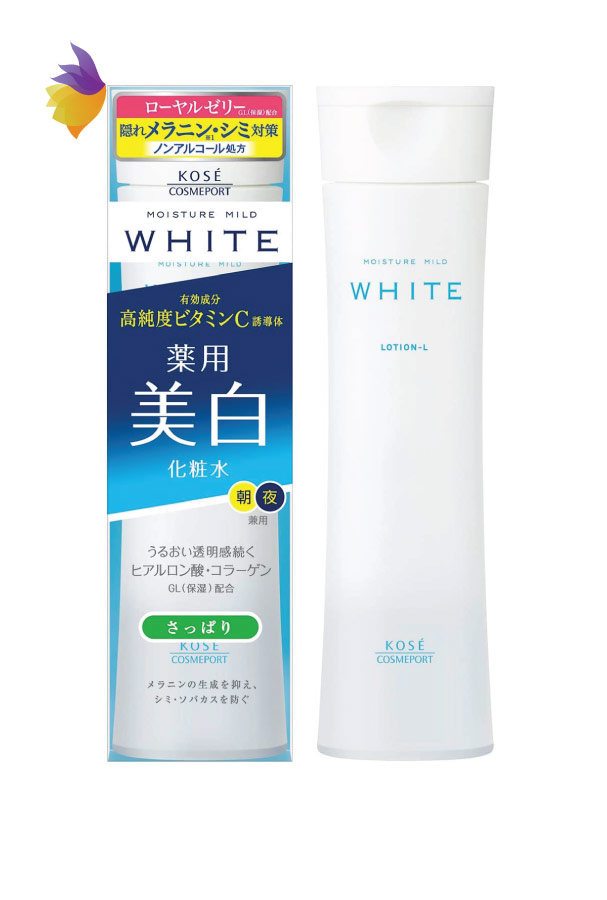 Nước hoa hồng dưỡng trắng da Kose Moisture Mild White (180ml) - Nhật Bản