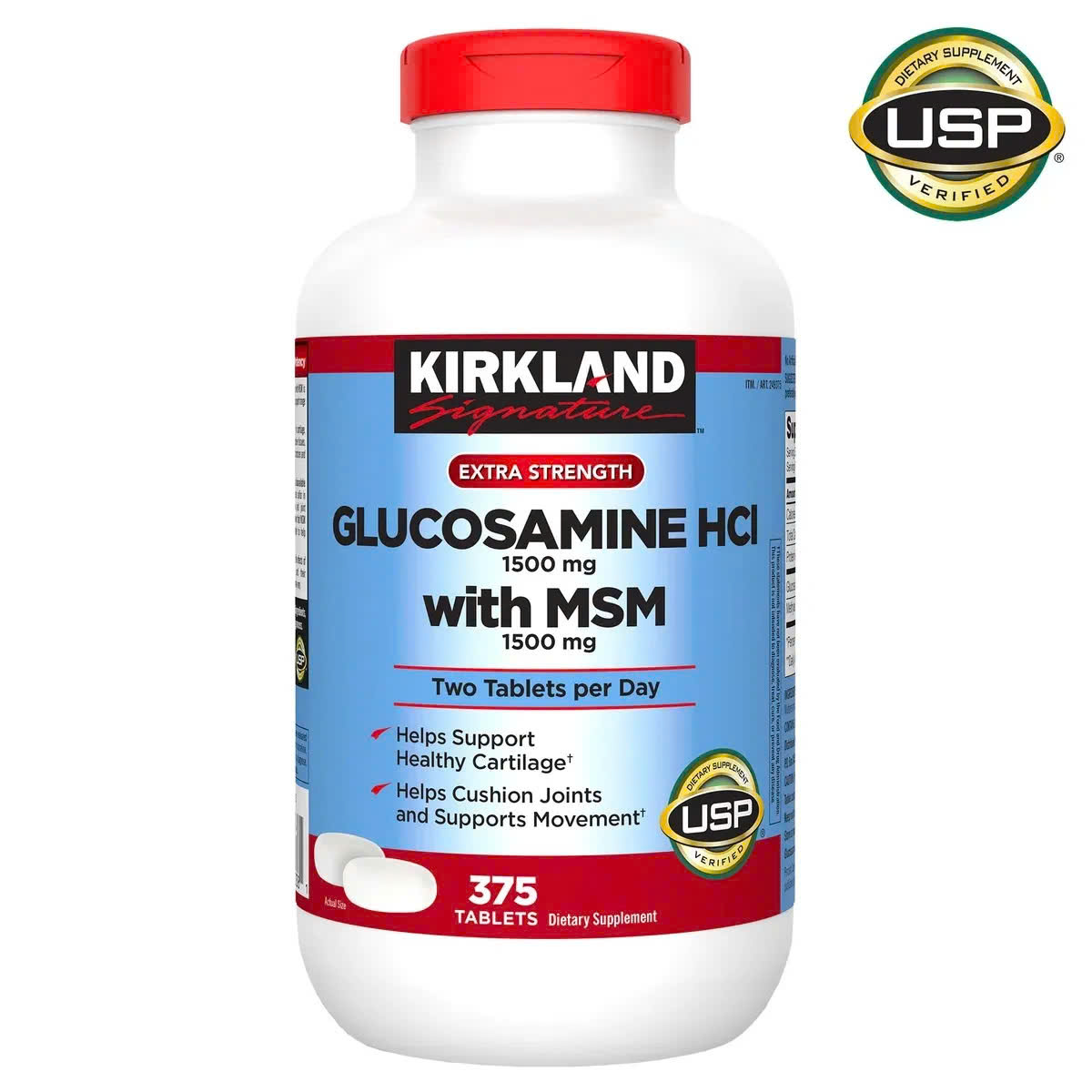 Viên uống bổ xương khớp Kirkland Glucosamine HCL 1500mg & MSM 1500mg (375 viên) - Mỹ