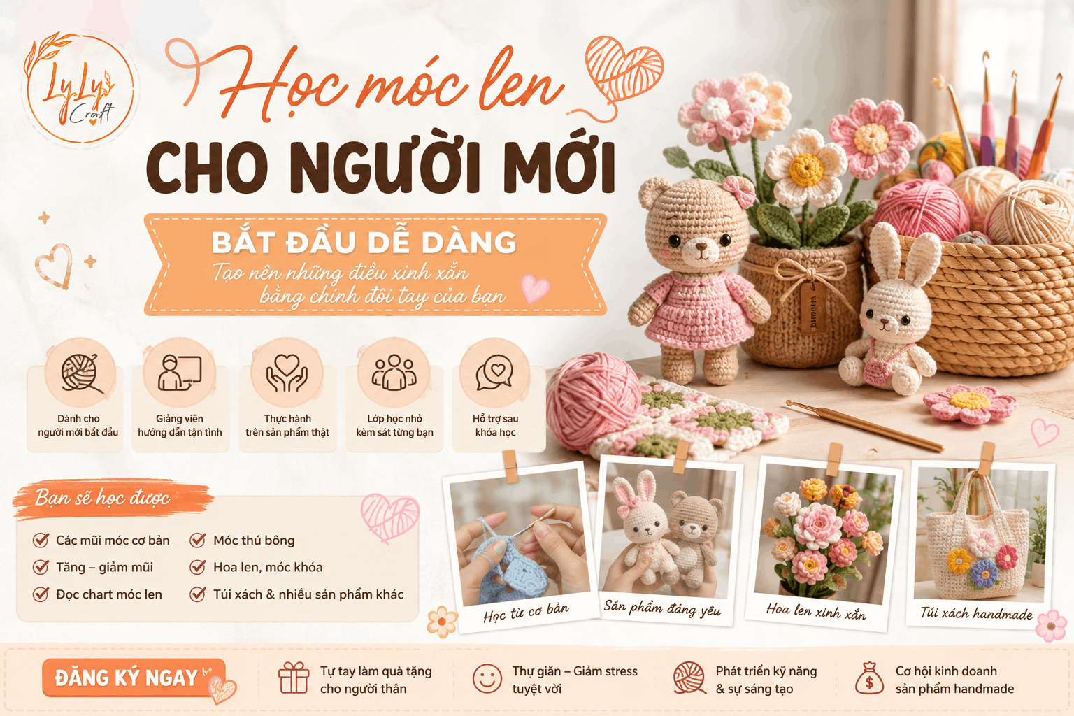 Học móc len cho người mới bắt đầu – Hướng dẫn từ A-Z | LylyCraft