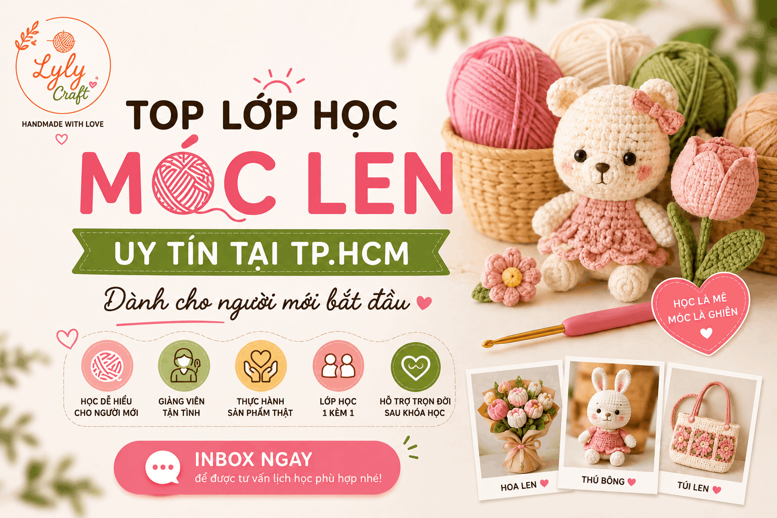 Top lớp học móc len uy tín tại TP.HCM – Học từ cơ bản đến nâng cao