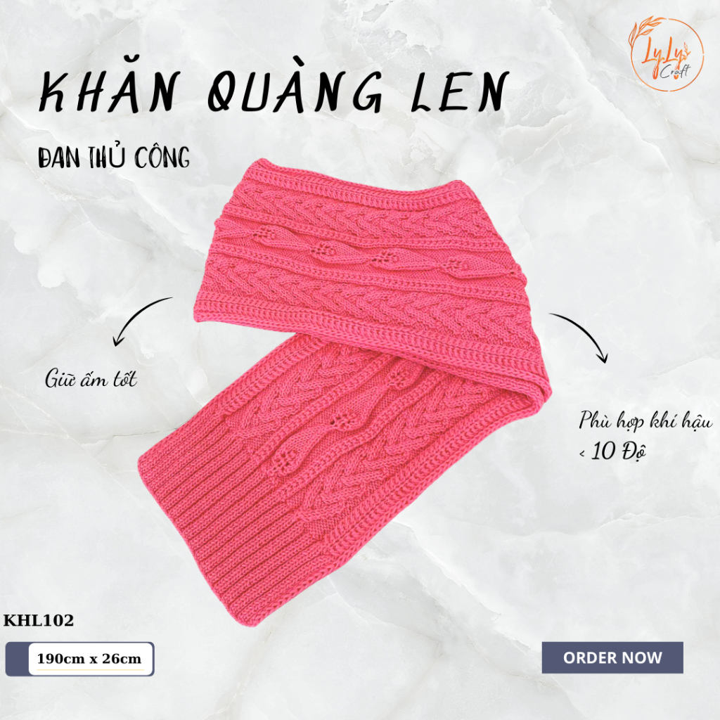 Khăn Len Choàng Cổ LYLYCRAFT Handmade Đan Tay Chất Liệu Len Vissco Nhập Khẩu - KHL102