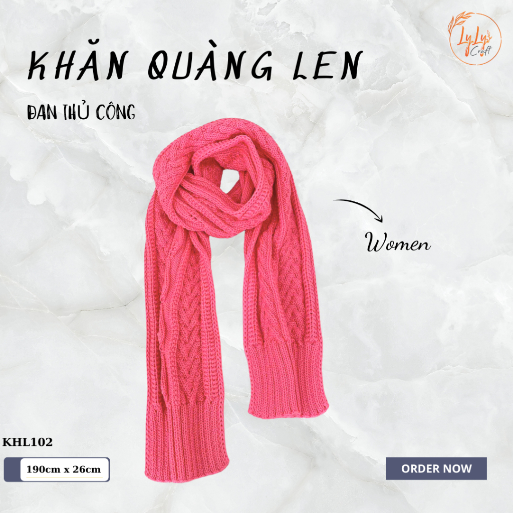 Khăn Len Choàng Cổ LYLYCRAFT Handmade Đan Tay Chất Liệu Len Vissco Nhập Khẩu - KHL102