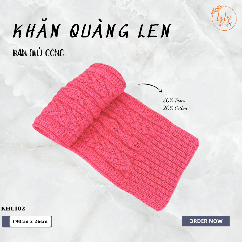 Khăn Len Choàng Cổ LYLYCRAFT Handmade Đan Tay Chất Liệu Len Vissco Nhập Khẩu - KHL102