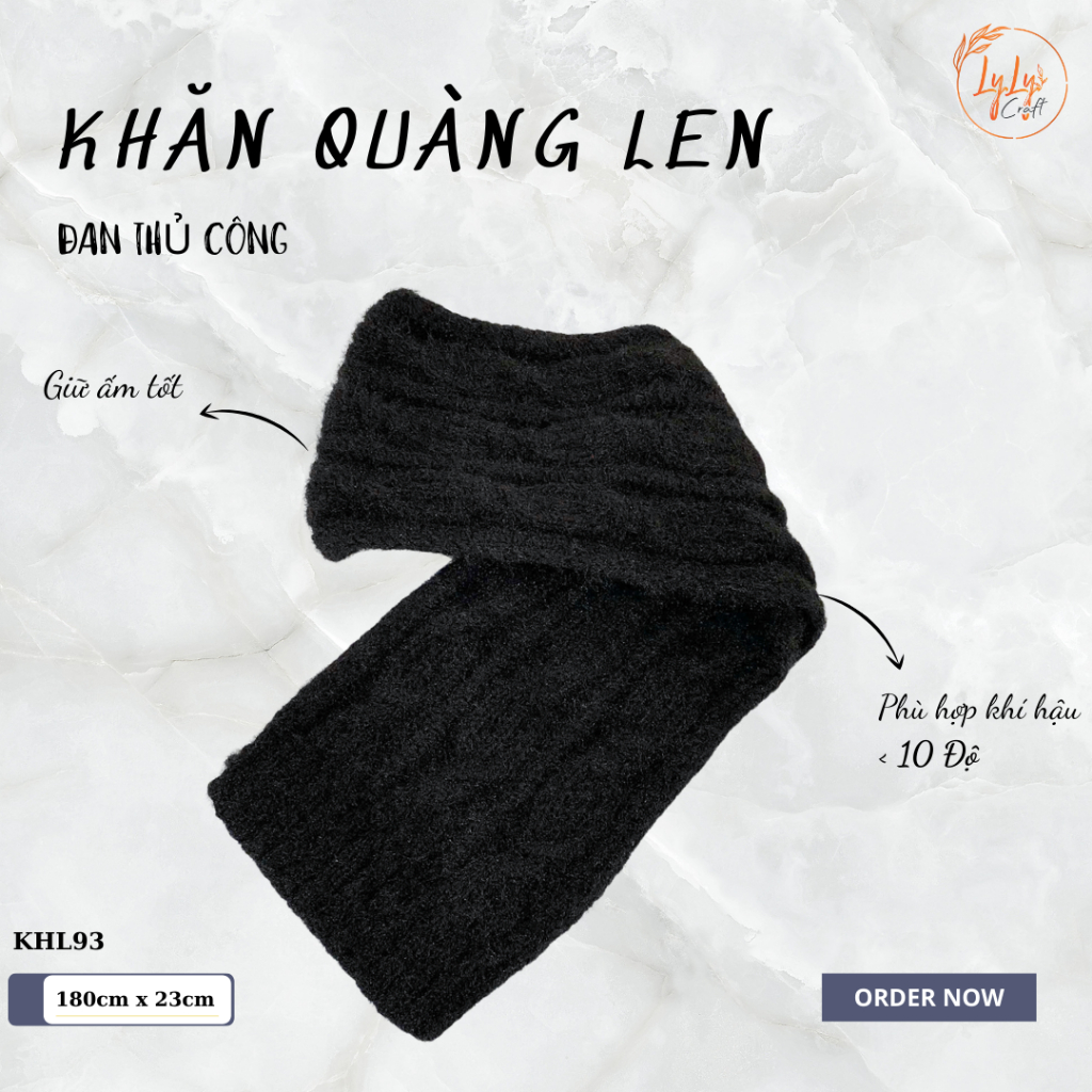 Khăn Len Choàng Cổ LYLYCRAFT Handmade Đan Tay Chất Liệu Len Lông Chồn Nhập Khẩu, Khổ Rộng Dài Tặng Quà Ý Nghĩa - KHL93