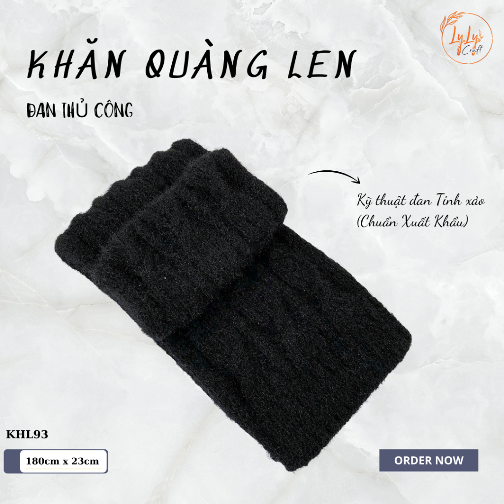 Khăn Len Choàng Cổ LYLYCRAFT Handmade Đan Tay Chất Liệu Len Lông Chồn Nhập Khẩu, Khổ Rộng Dài Tặng Quà Ý Nghĩa - KHL93