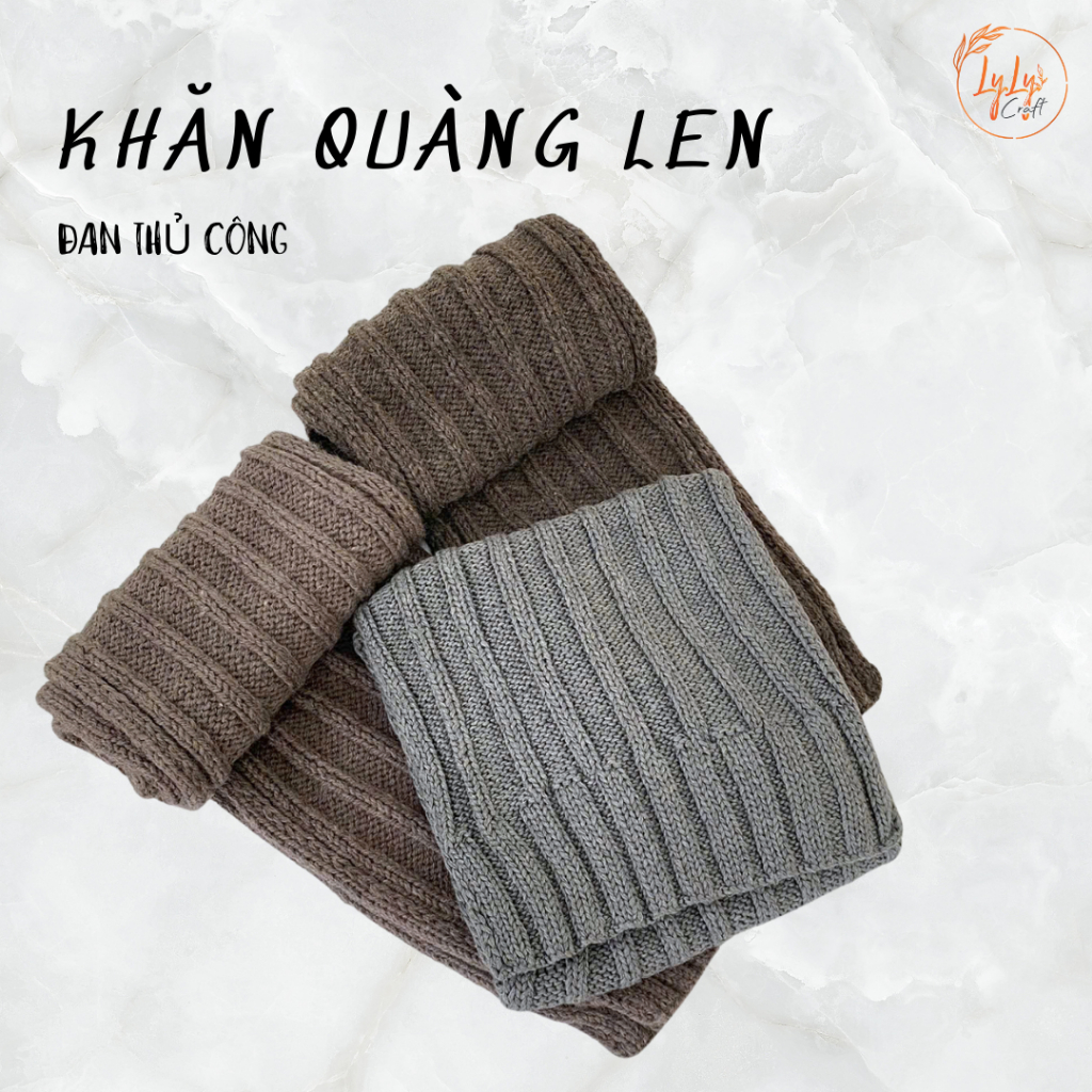 Khăn Len Choàng Cổ LYLYCRAFT Handmade Đan Tay Chất Liệu Len Lông Chồn Nhập Khẩu, Khổ Rộng Dài Tặng Quà Ý Nghĩa - KHL93