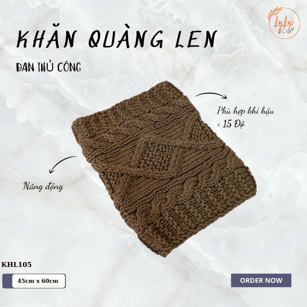 Khăn Len Ống Đan Tay Handmade Chất Liệu Visco Cao Cấp LyLyCraft Đan Thủ Công Làm Quà Tặng Mùa Đông Ý Nghĩa KHL105
